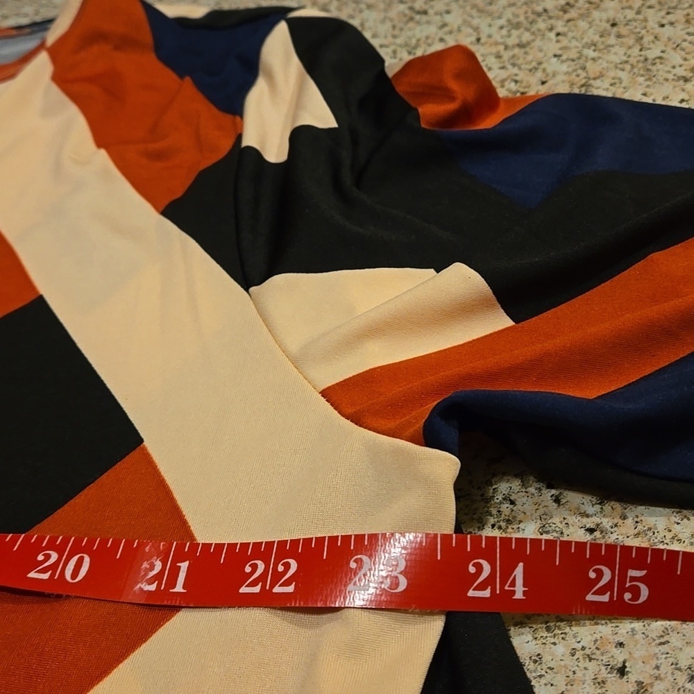 Beyond This Place 2X Colorblock Tunic Top Geometric Art Deco Print Elbow Sleeve - Picture 7 of 12